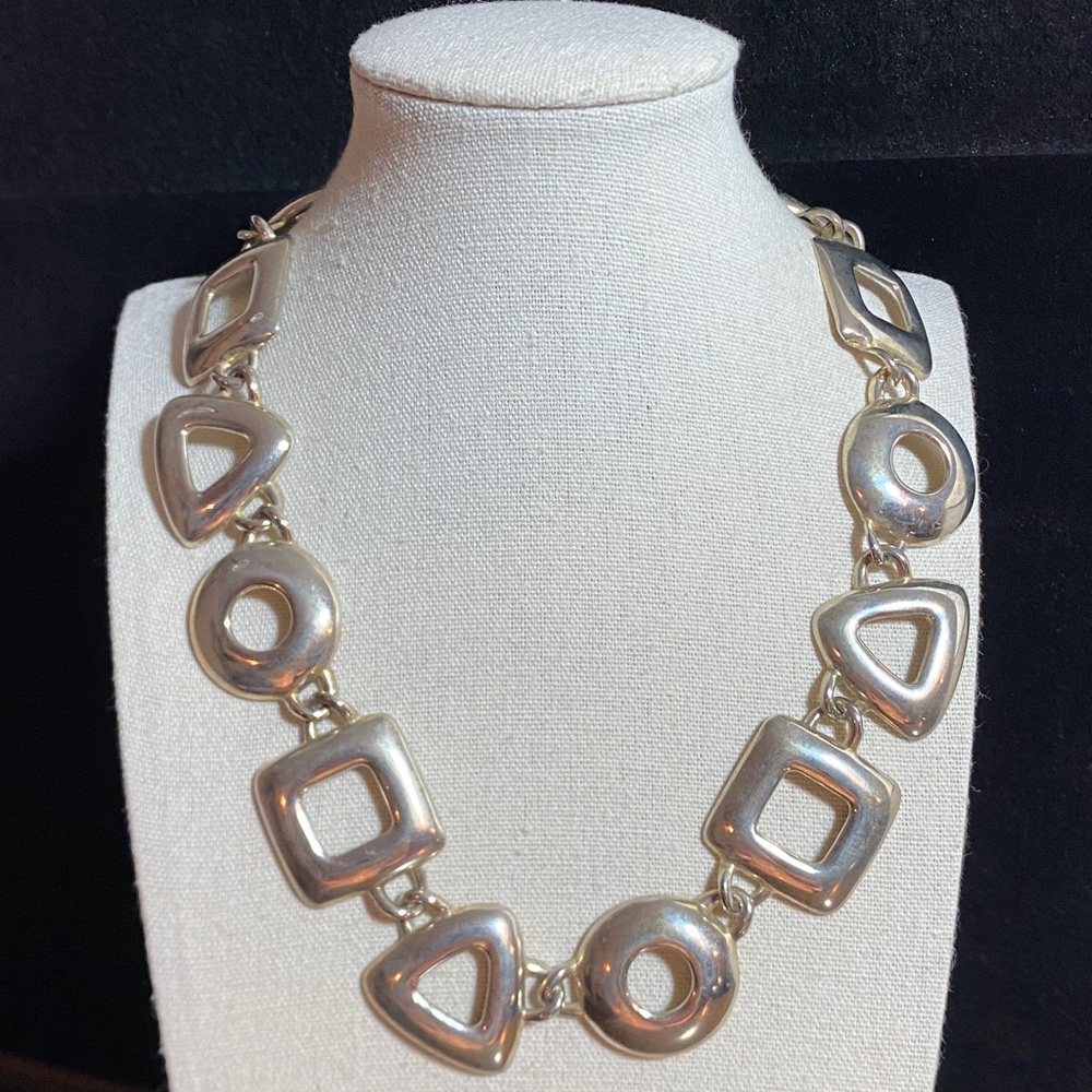 Silver Geometric Statement Necklace